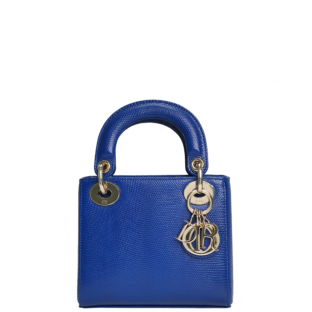 Lady Dior Mini Bag Blue Lizard Leather