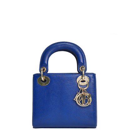 Lady Dior Mini Bag Blue Lizard Leather