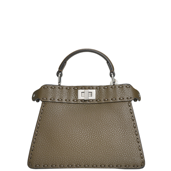 Peekaboo Selleria Petite Bag Grained Calfskin Dark Olive