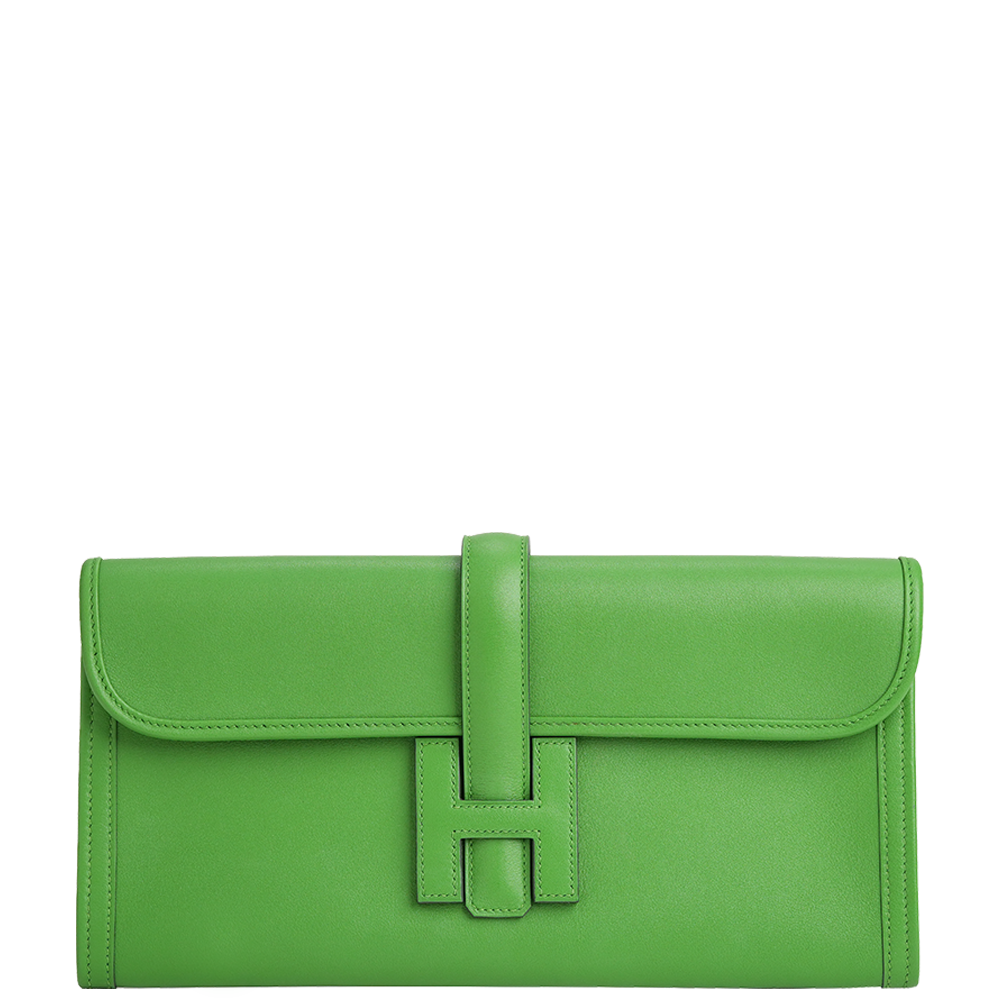 Pochette Jige Elan 29 Veau Swift Vert Yucca