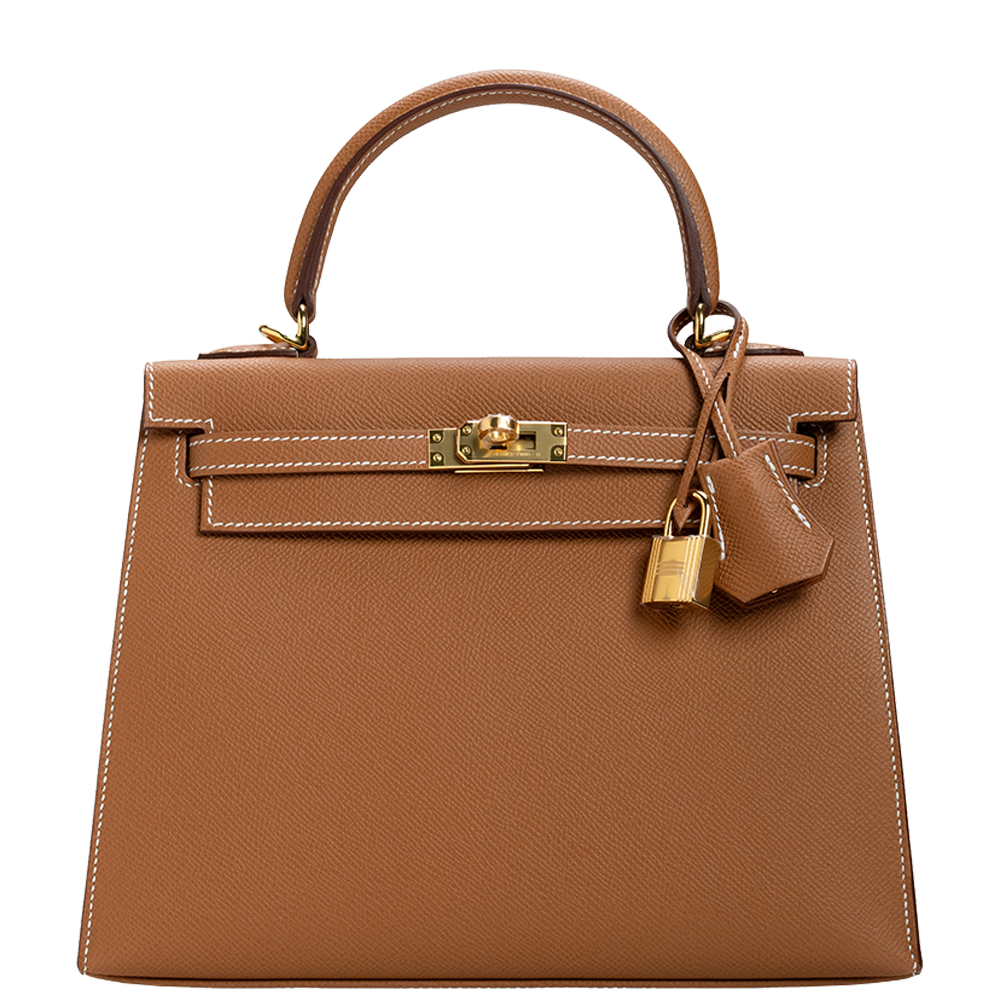 Kelly 25 Sellier Epsom Gold, Gold Hardware Stamp K 2025