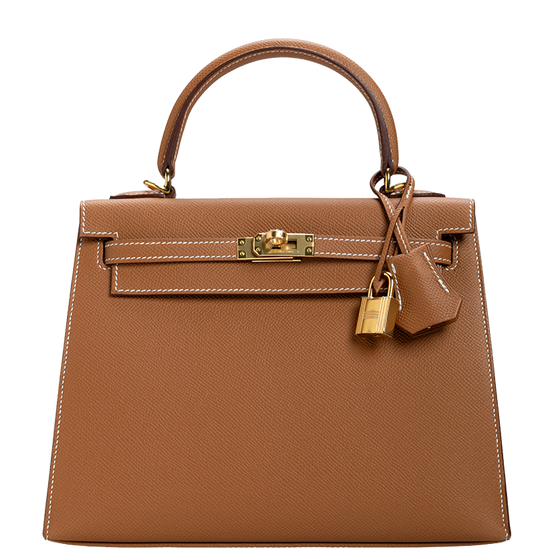 Kelly 25 Sellier Epsom Gold, Gold Hardware Stamp K 2025