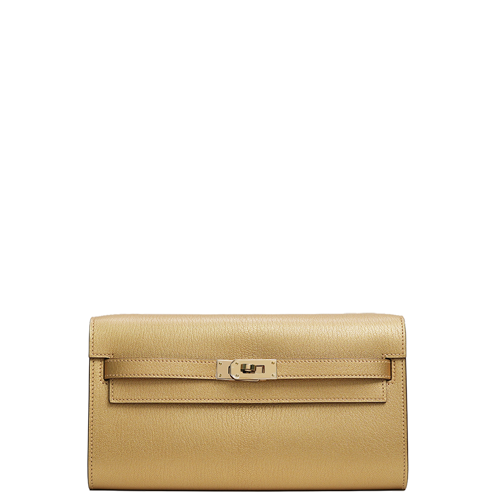 Kelly To Go Wallet Chèvre CHamkilight Doré Permabrass Hardware