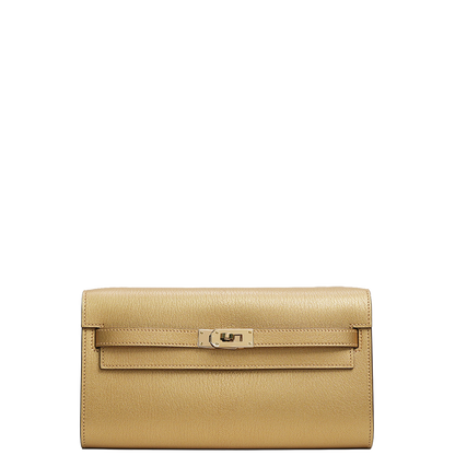 Kelly To Go Wallet Chèvre CHamkilight Doré Permabrass Hardware